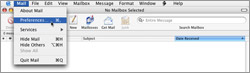 Selecting the Preferences option from the Mail menu