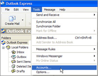 Selecting Accounts from the Tools menu
